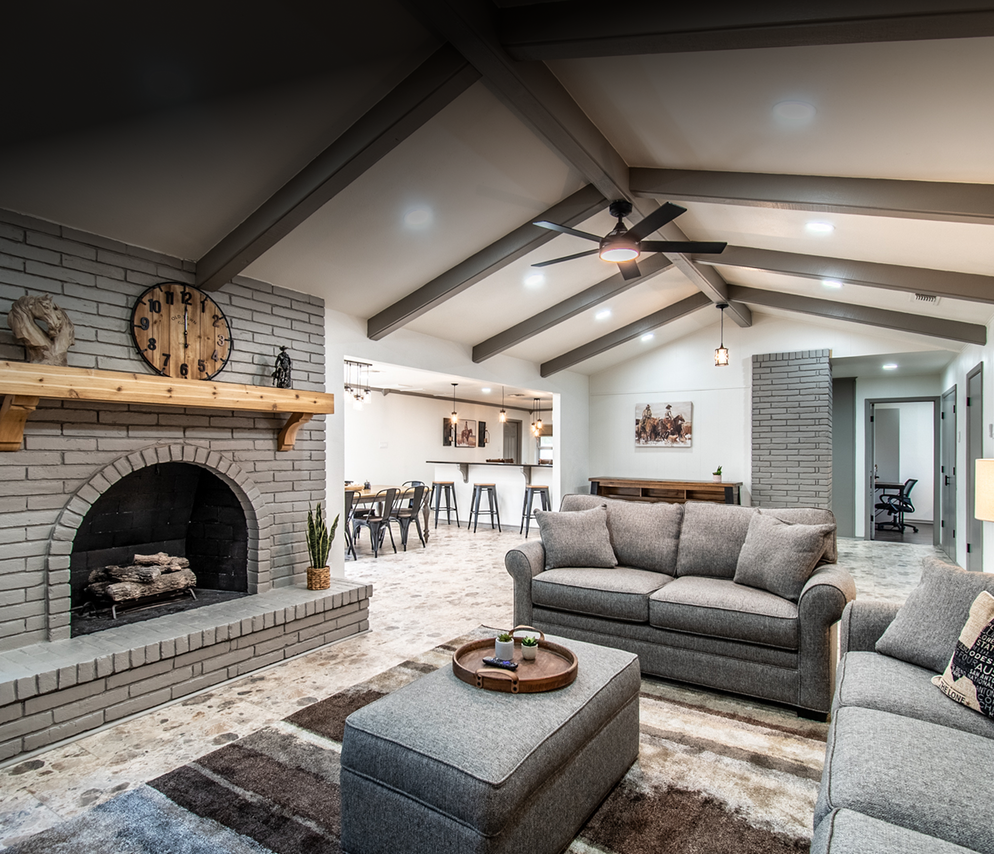 Interior of a Home with fireplace and vaulted ceilings